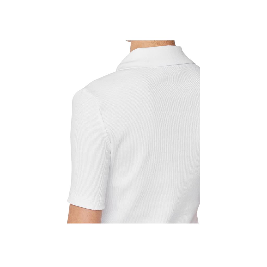 Calvin Klein Logo Embroidered Slim Fit Short Sleeve Polo Shirt Women tops White 47AB205-YAA