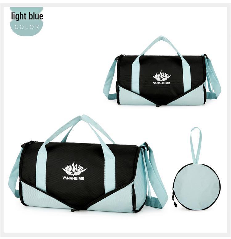 Katlanabilir Tek Omuz Seyahat Spor Çantası: Hafif, Yuvarlak Namlu Tasarımı, Renk Bloklu Moda, Dış Mekan Çapraz Vücut Depolama.