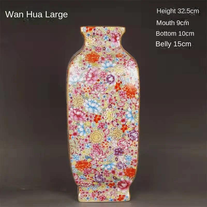Ваза полностью ручная работа, новая китайская эмалевая керамика, расписанная квадратная бутылка, имитация старинного домашнего настольного украшения 1 шт.