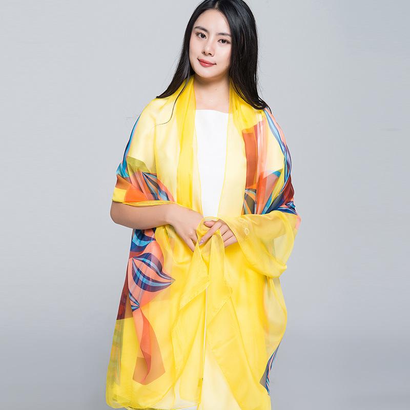 გაზაფხული/ზაფხული ახალი ქალის აბრეშუმის შარფი 90 * 90 სმ სიმულირებული აბრეშუმის ტილო კვადრატული შარფი მოდური პრინტიანი დიდი კვადრატული შარფი პროფესიონალური შარფი