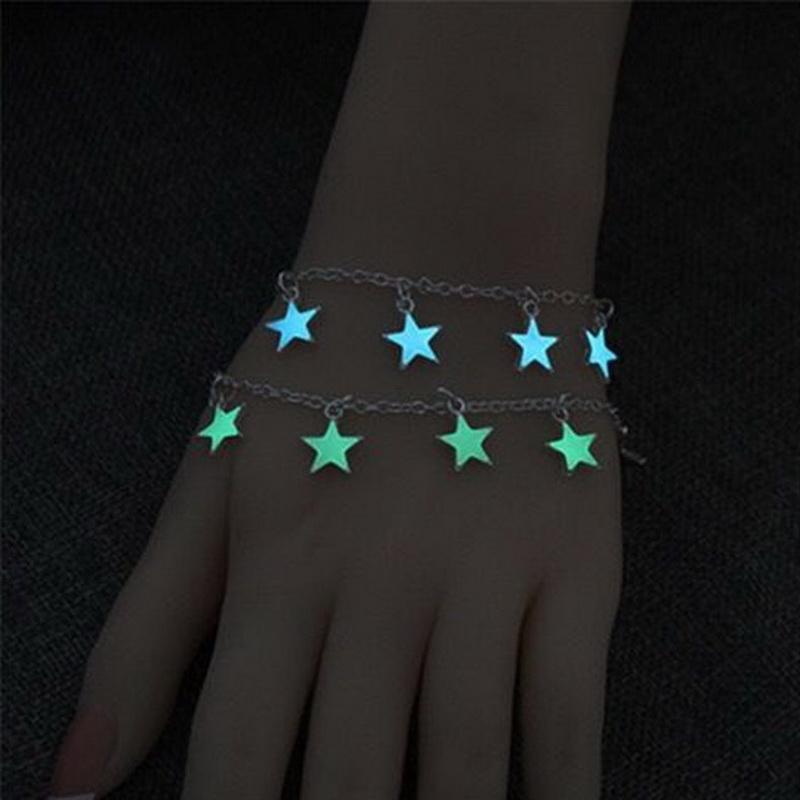 New Romantic Luminous Love Heart Stars Bracelet for Woman Glow In The Dark Charm Bracelet Girl Party Personality Jewelry Gifts