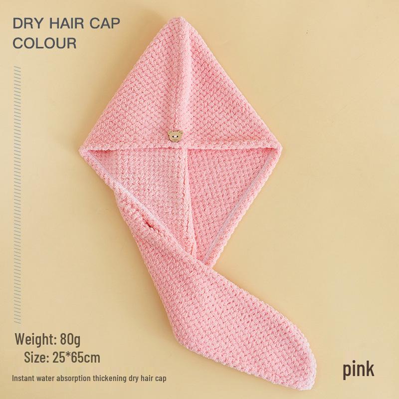 Thickened Double-Layer Coral Fleece Quick-Dry Hair Cap for Women, Water-Absorbent and Customizable with Logo