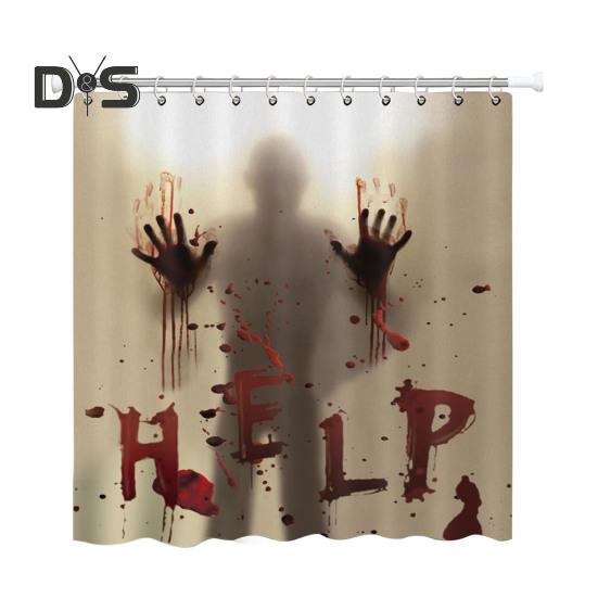 

1/4 шт. Комплект занавесок для ванной комнаты с кровавым отпечатком руки, ужасным принтом призрака и тени, нескользящий коврик для пола, декор для ванной комнаты в стиле «дом с привидениями на Хэллоуин» 1pc