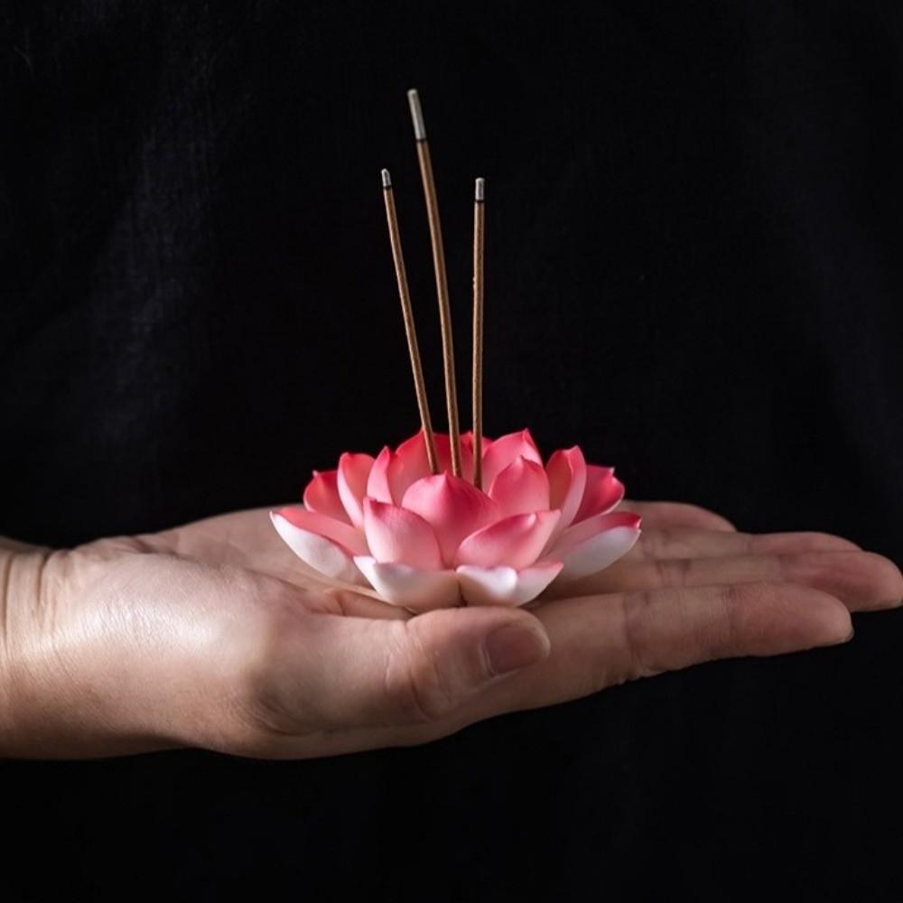 Flower Design Incense Stick Holder Ceramic Lotus Aromatherapy Stand Incense Burner Home Decor