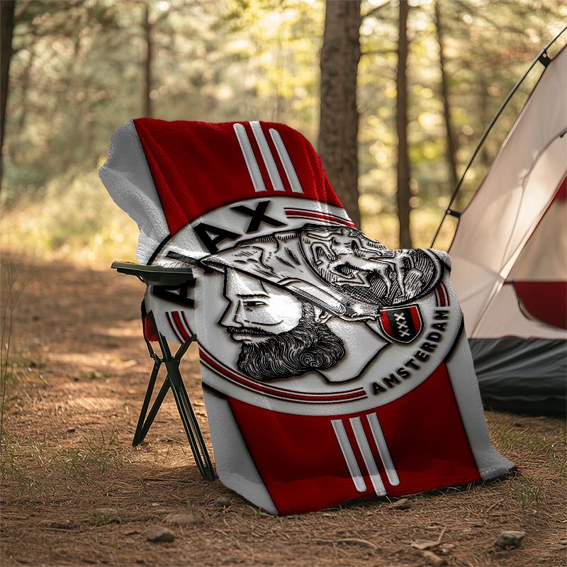 1pc Ajax FC Theme Blanket - Digital Print, Polyester, Cozy for All Seasons, Perfect for Outdoor, and Travel