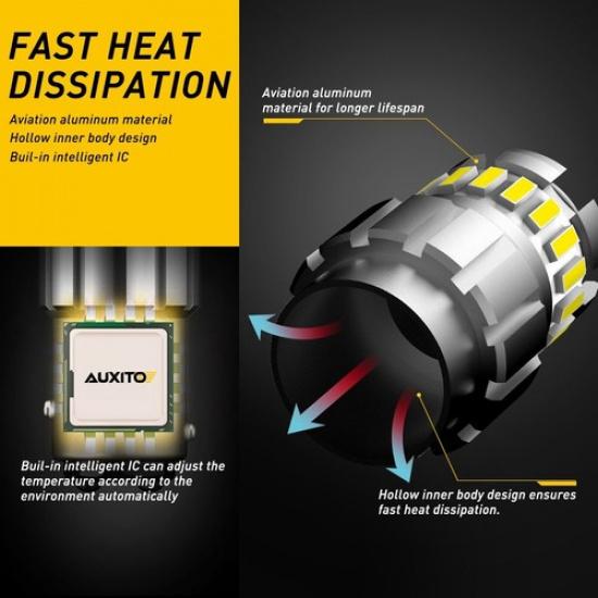 4X AUXITO 1157 LED Turn Signal Brake Reverse Parking Light Bulb White CANBUS EOA