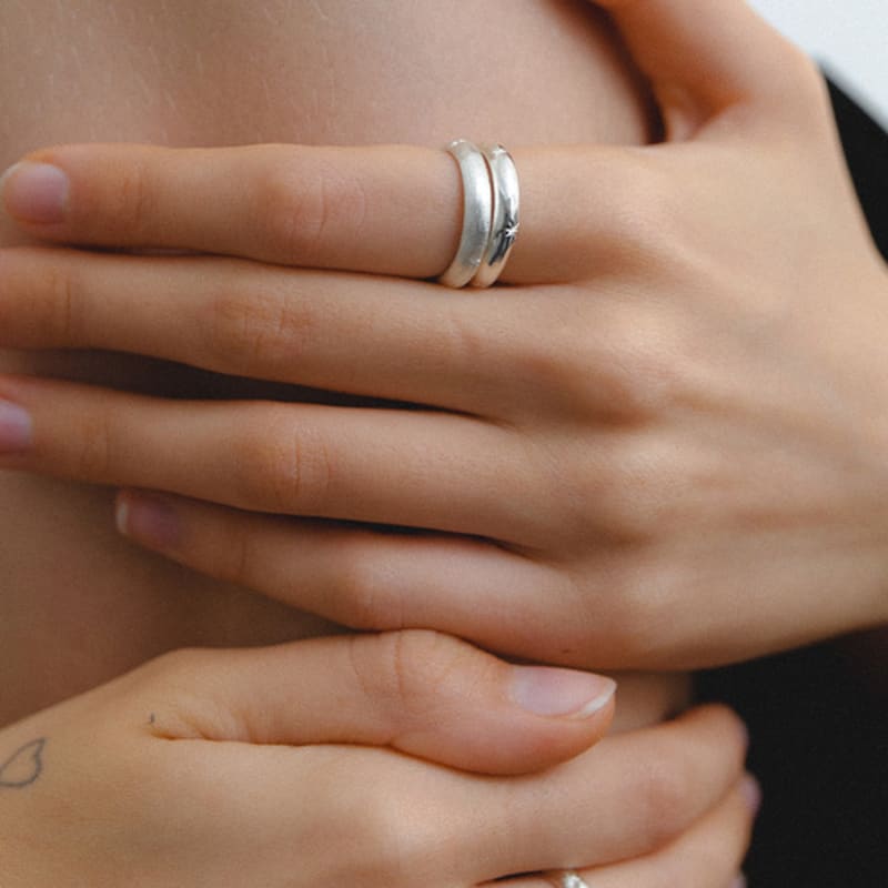 leeENoir Snowflake Texture Ring