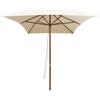 Rectangular Wooden Parasol 200 X 300 Cm - VIDAXL - Cream White - Manual