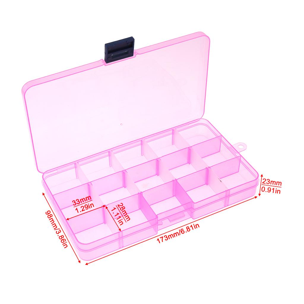 15 slotů Přenosný PP odnímatelný organizér Úložná schránka na šperky Nail Art Tool Craft