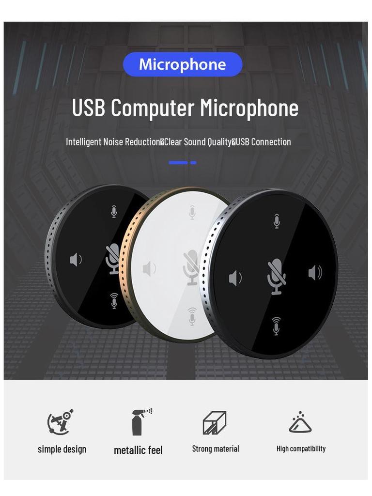 360° Omnidirectional USB Conference Microphone with Built-in Speaker