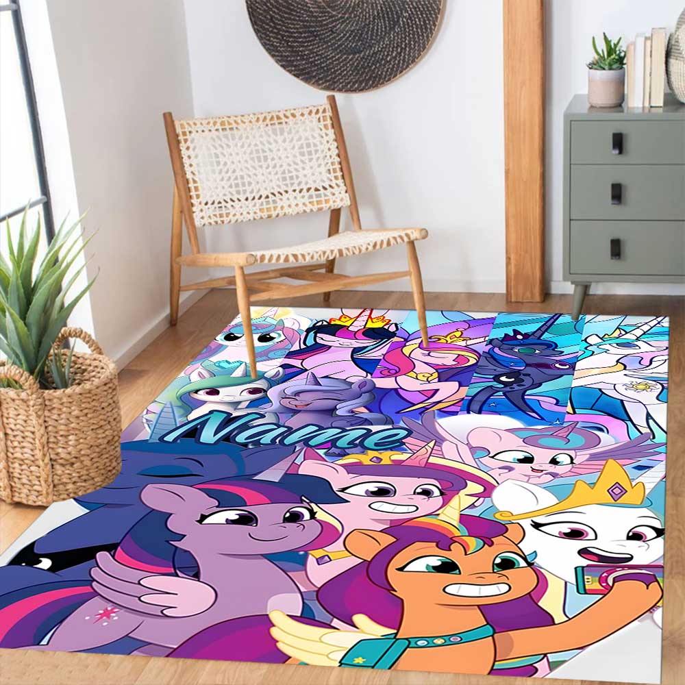 Little Pony (9) Customize your name rug, office chair cushion, home bedroom living room gift.