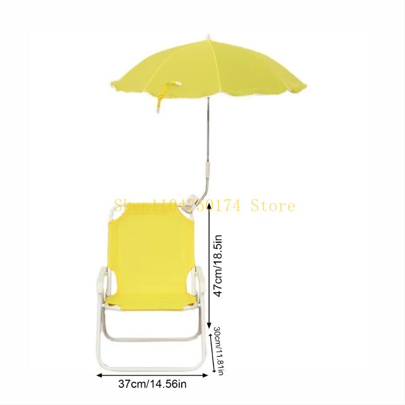 Sonnenschutz Kinder Tragbarer Outdoor-Stuhl Metallrahmen Verstellbarer Sonnenschirm Faltbares Design für Picknicks Meeresufer Bestseller