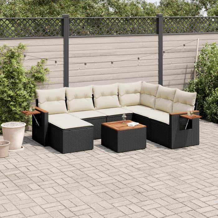 VidaXL Garden Lounge Set with Cushions 8 Pcs, Patio Sofas, Patio Furniture Set, Outdoor Furniture, Black 3259452