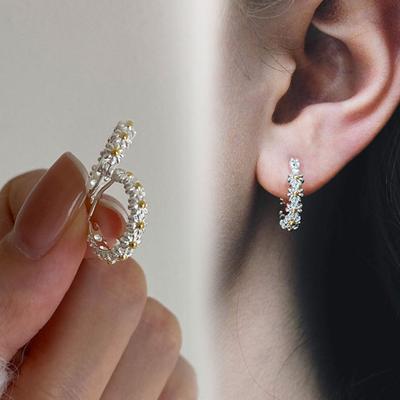 1 par de pendientes circulares brillantes geométricos redondos círculo flor temperamento oreja redonda Huggie