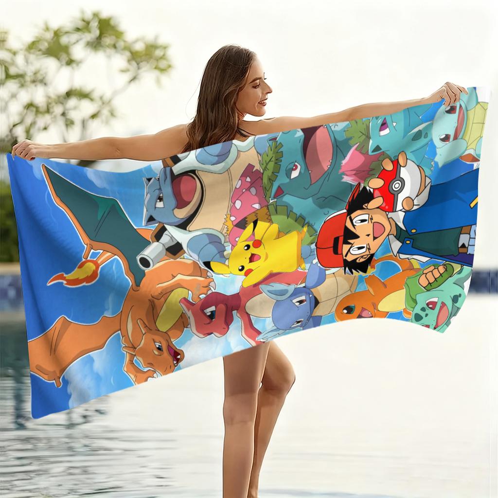 Extra Large Pokemon Beach Towel Microfiber Quick Dry Lightweight for Yoga Camping Travel Outdoor