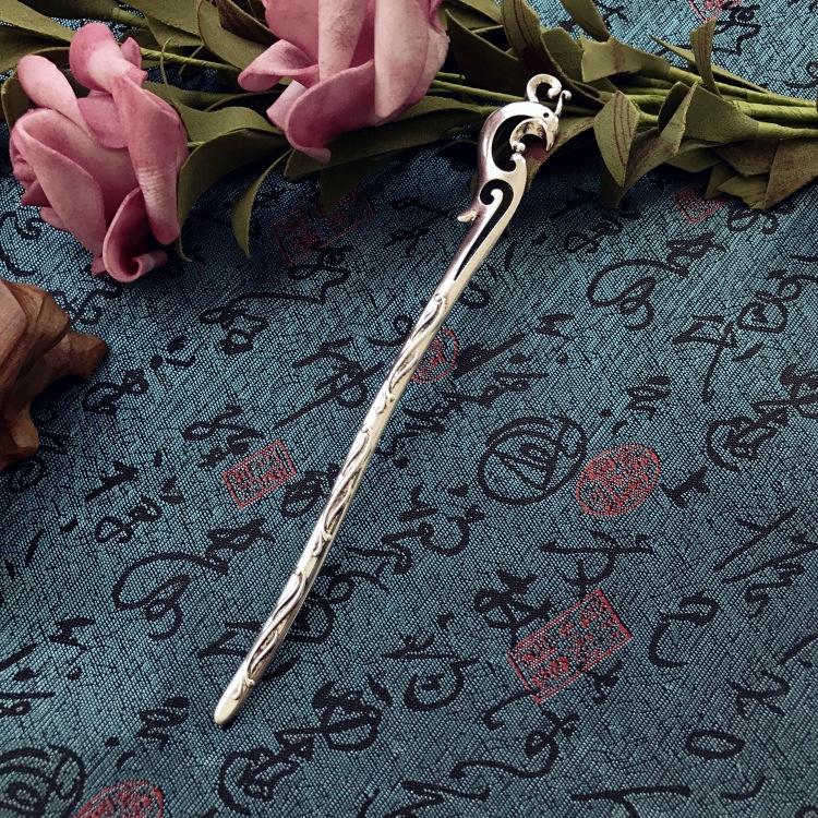 Retro ethnic style Miao silver hairpin antique bookmark female flower hairpin simple classical versatile disc hair hairpin hair accessories