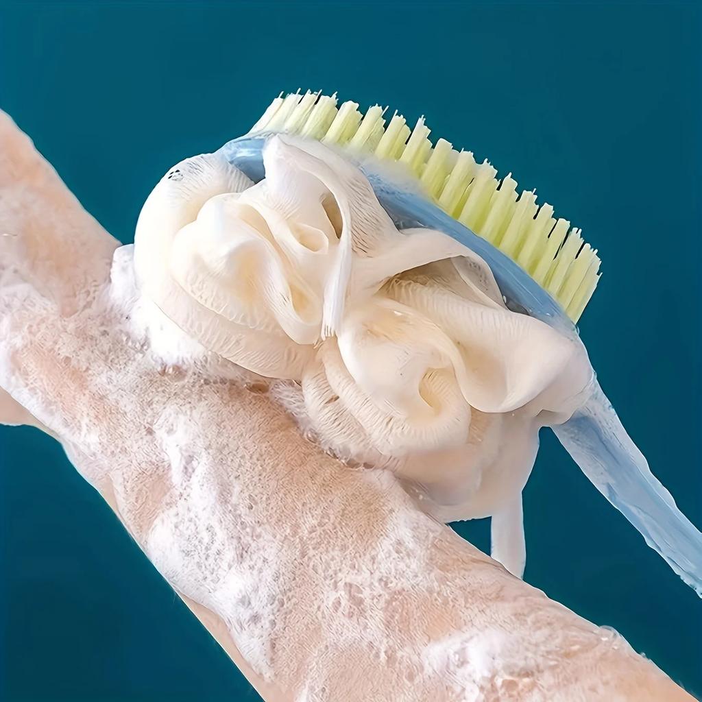 Long Handle Body Exfoliator: Soft Scrubber, 2-in-1 Exfoliating & Massaging, Bathroom Tool