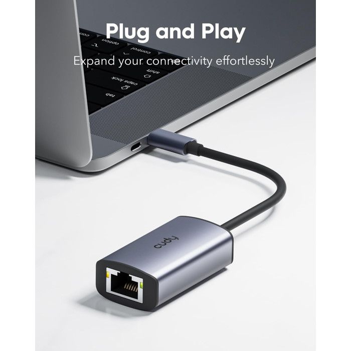 Cudy Adattatore Di Rete USB-C a Ethernet Gigabit UE10C Grigio Per MacBook iPhone Switch