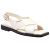 Coach Link Leather Cross Strap Square Toe Buckle Slide Sandals Women Sandals White CAP62-CHK