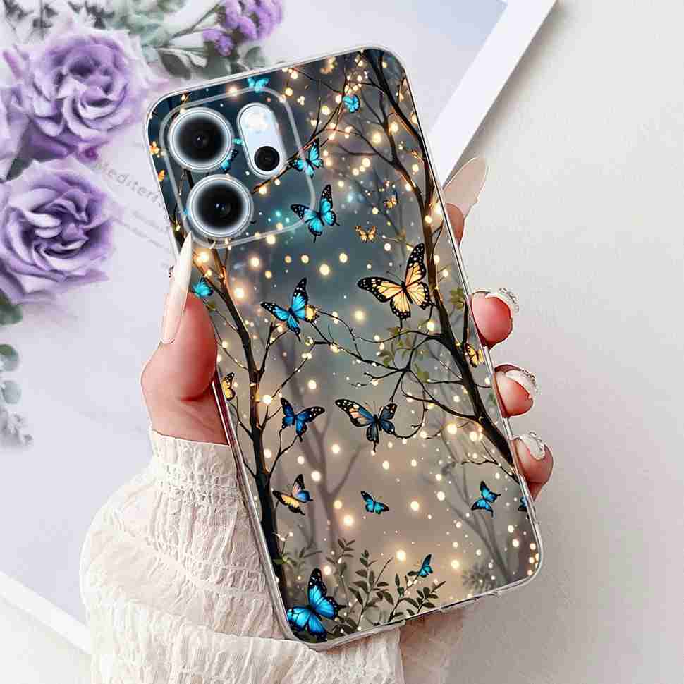 Für Oppo Reno14 F 5G CPH27436.57" Hülle Bunte Schmetterlingsblumen TPU Weiche Silikonhülle Für Oppo Reno 14 F RENO14F Handyhüllen