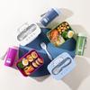 Cartoon Lunch Box Mug Set Portable Plastic Bento Box With Fork Kids Lunch Box Food Storage Container Food Holder