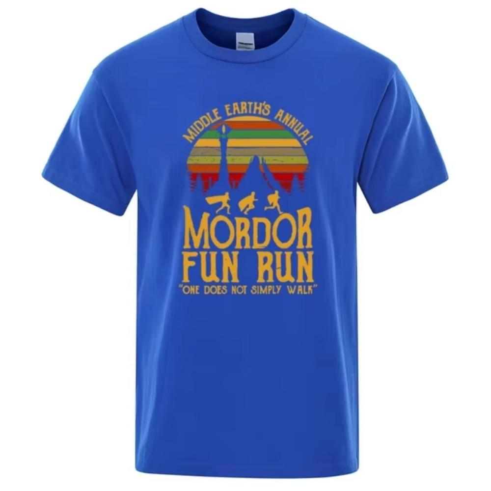 Men's and Women's Summer T-shirt Middle Earth's Annual Mordor Fun Run Printed Top Cotton Loose Street Hip Hop T-shirt