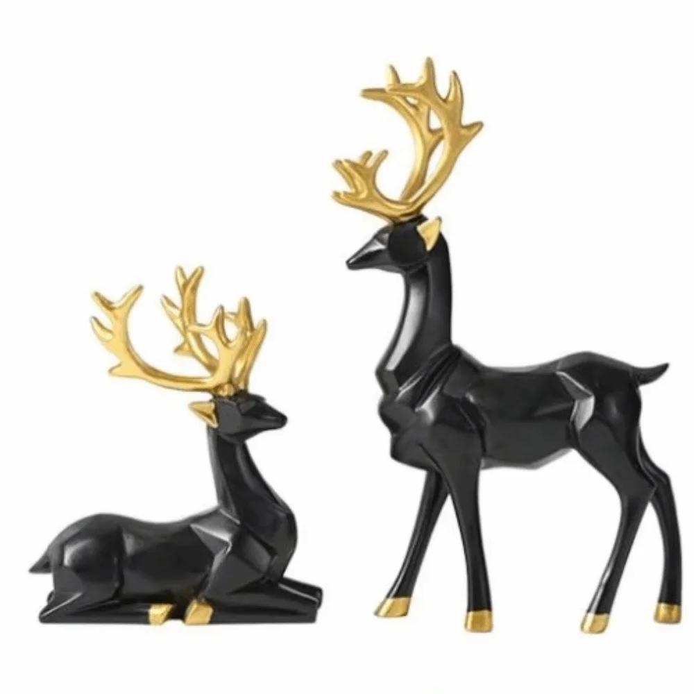 2 st Kreativ hjort skrivbordsdekoration Modern sittande/stående position Julhjortstaty Hållbar Söt Harts Ren Skulptur