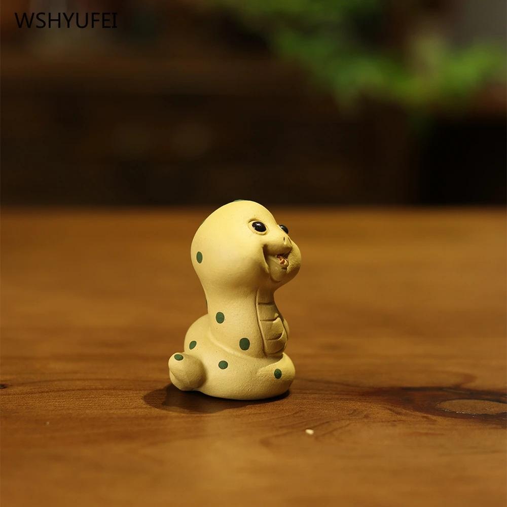Purple Clay Pet Little Snake Handmade Cute Small Flower Snake Tea Set Accessories Tea Table Decorations Tea Playing 1pcs
