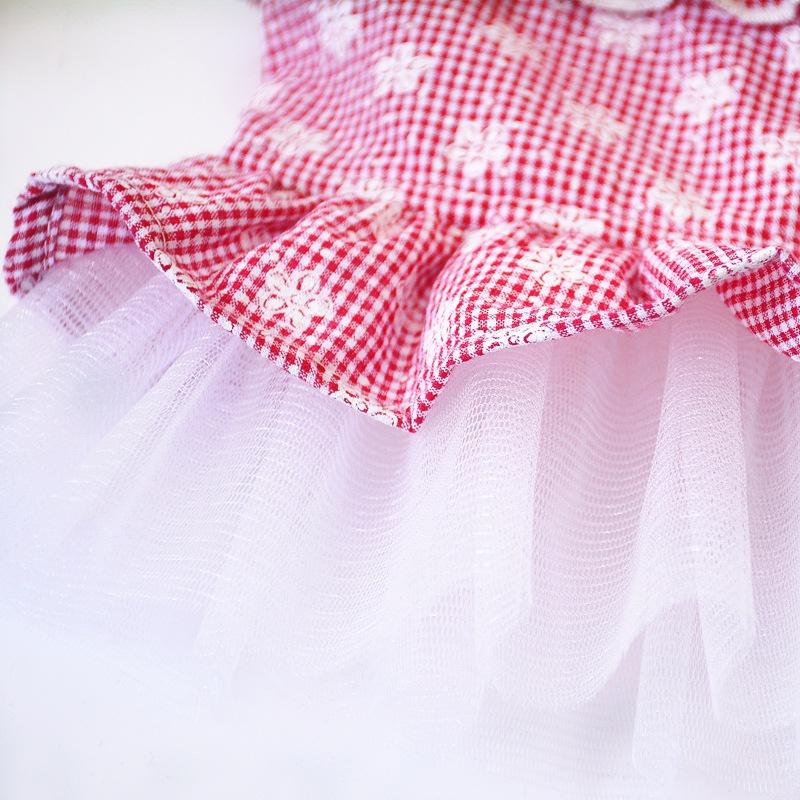 Spring Summer Pet Skirt for Small Dogs Teddy Grid Pettiskirt Dress Puppy Costume Fashion Pet Clothing
