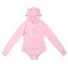 LittleForBig Cute Cotton Pajamas Hoodie with Fluffy Bear Long Size L Women's Design, Sleeves, Pink,