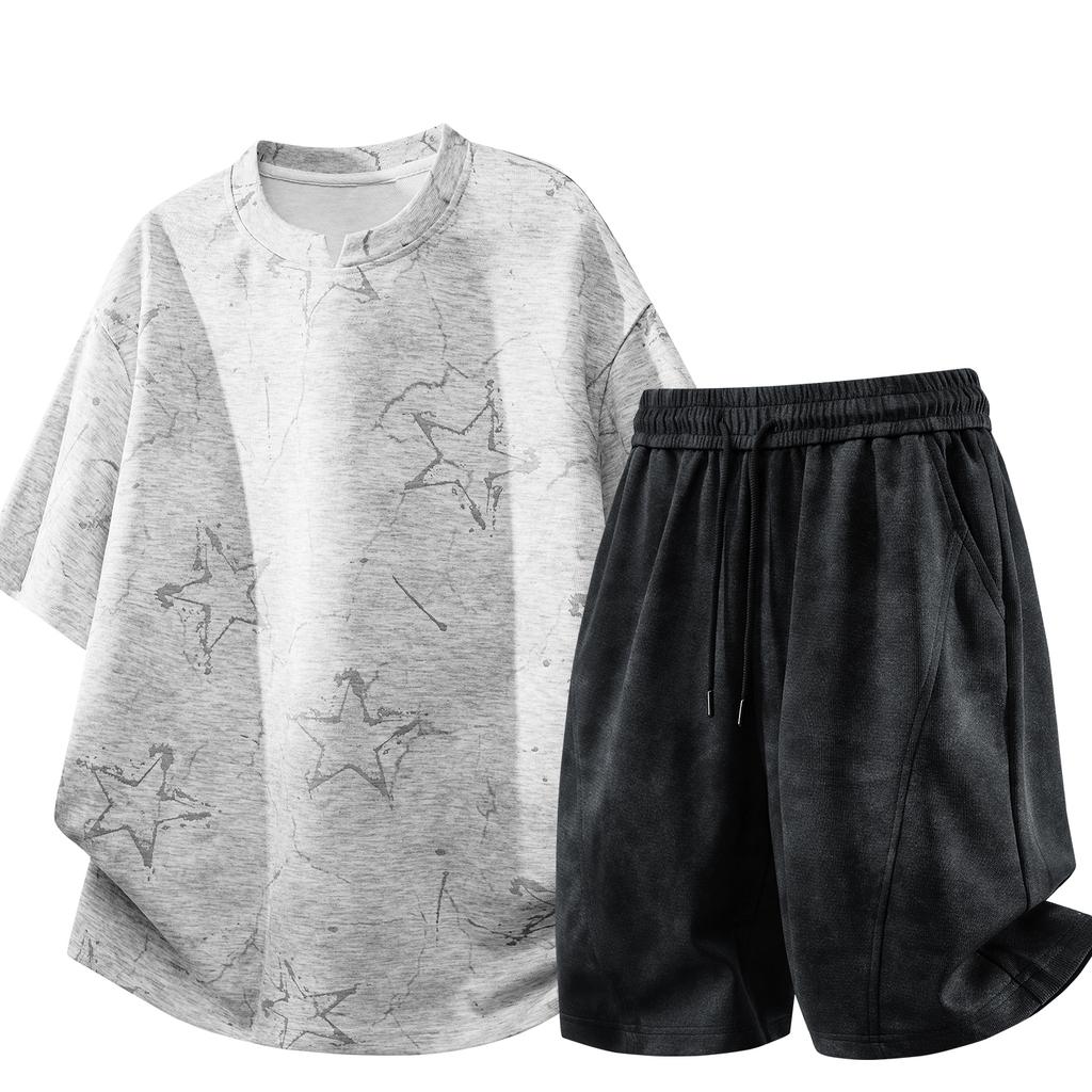 Men's Casual Suit, Fashionable Short-sleeved Shorts Two-piece Set