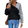 Casual Comfort and Versatility Autumn Color Collision Sweater Colorblocking Pullover Stand-up Collar Sweater Women