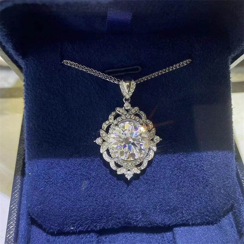

D Цвет 2ct Круглый Муассанит Ожерелье Подвеска Для Женщин S925 Серебряный Бриллиант Тест Прошлый Белый Драгоценный Камень Цепи Ювелирные Изделия белый