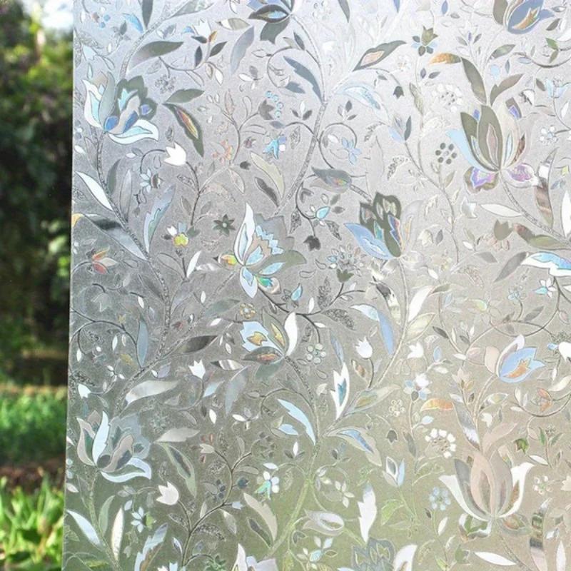 2026 Latest Models Elegant Tulip Design Anti-Privacy Window Film - Self-Adhesive, Glue-Free, Transparent Opaque Glass Sticker