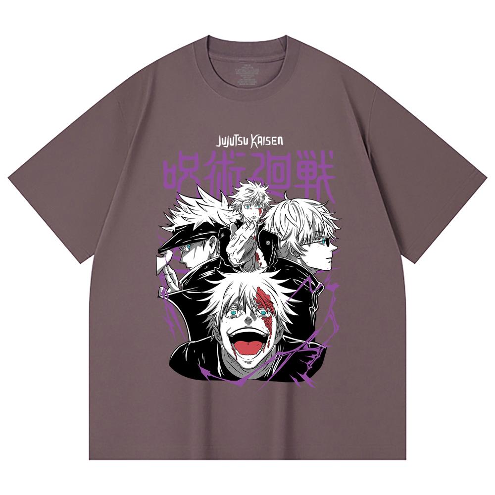 230 Gsm 100% Cotton Jujutsu Kaisen V3 Gojo Print Unisex Heavy Cotton T Shirt