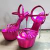 Fashion Women Shine Electroplated Heel Sandals Pole Dance Shoes Sexy Stripper Nightclub High Heels 19CM Exotic Models Shows