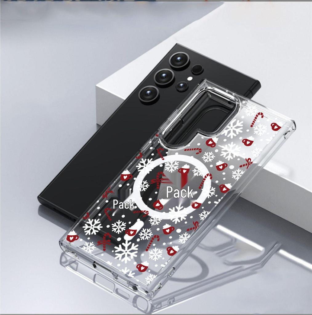 Magnetic Snowflake Transparent Full Coverage Case for iPhone 15/16/17 Pro Max