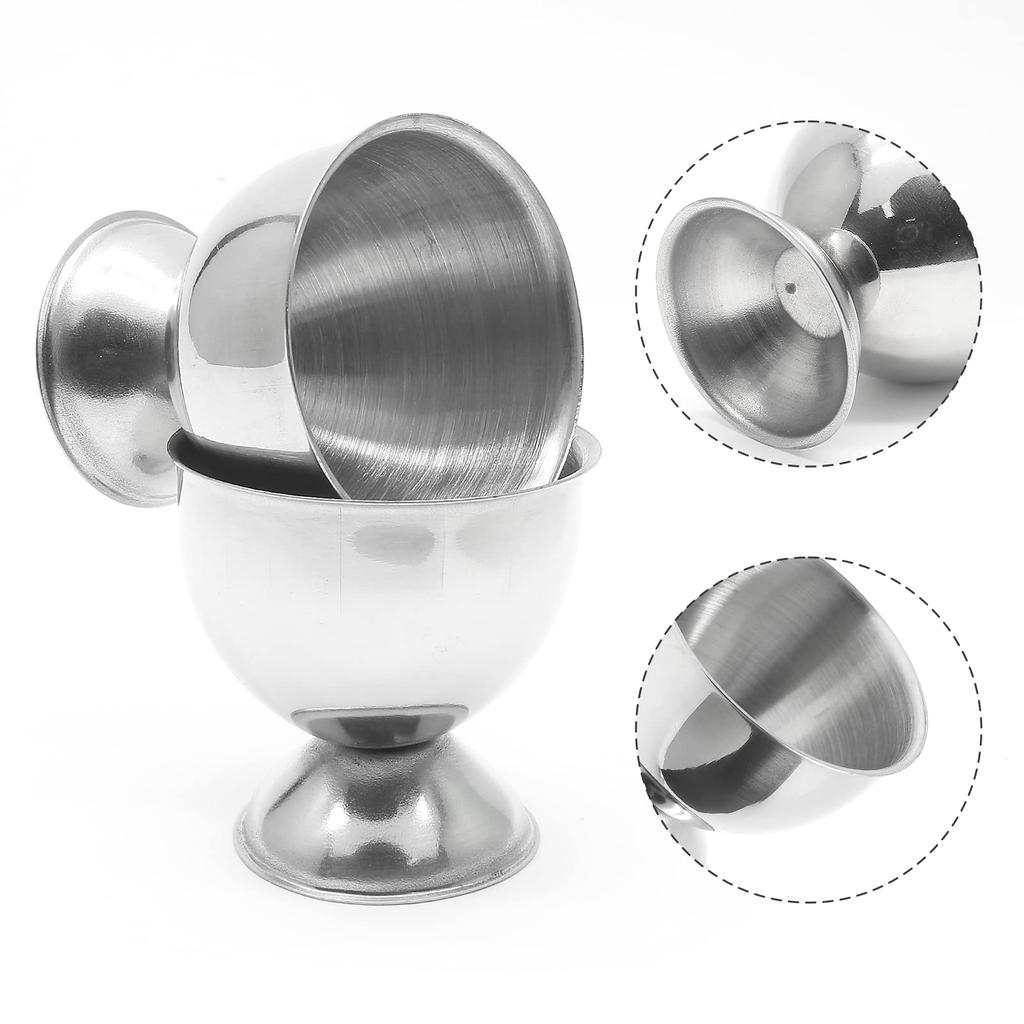 4PCS Egg Cups Stainless Steel Soft Boiled Egg Holder Breakfast Tray Cooking Tool Egg Storage Holder for Brunch Kitchen Gadgets