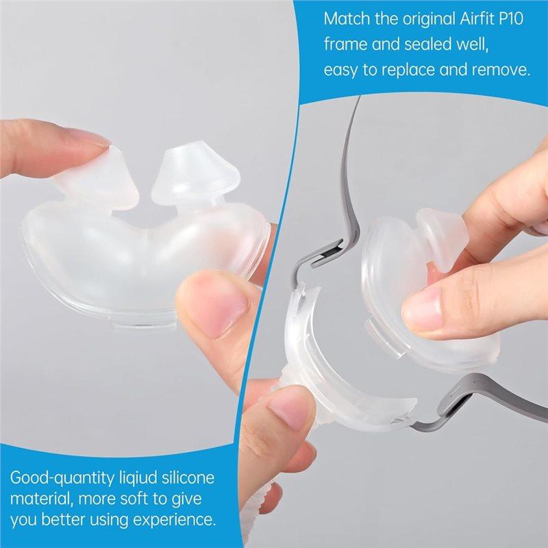 Náhradní měkké lehké silikonové dvouplášťové nosní polštářky 2 ks Pro příslušenství k CPAP masce Resmed Airfit P10 L