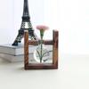 Wooden Frame Hydroponic Vase Green Ivy Glass Vase Container Office Desk Green Plant Decoration, Flower Pot