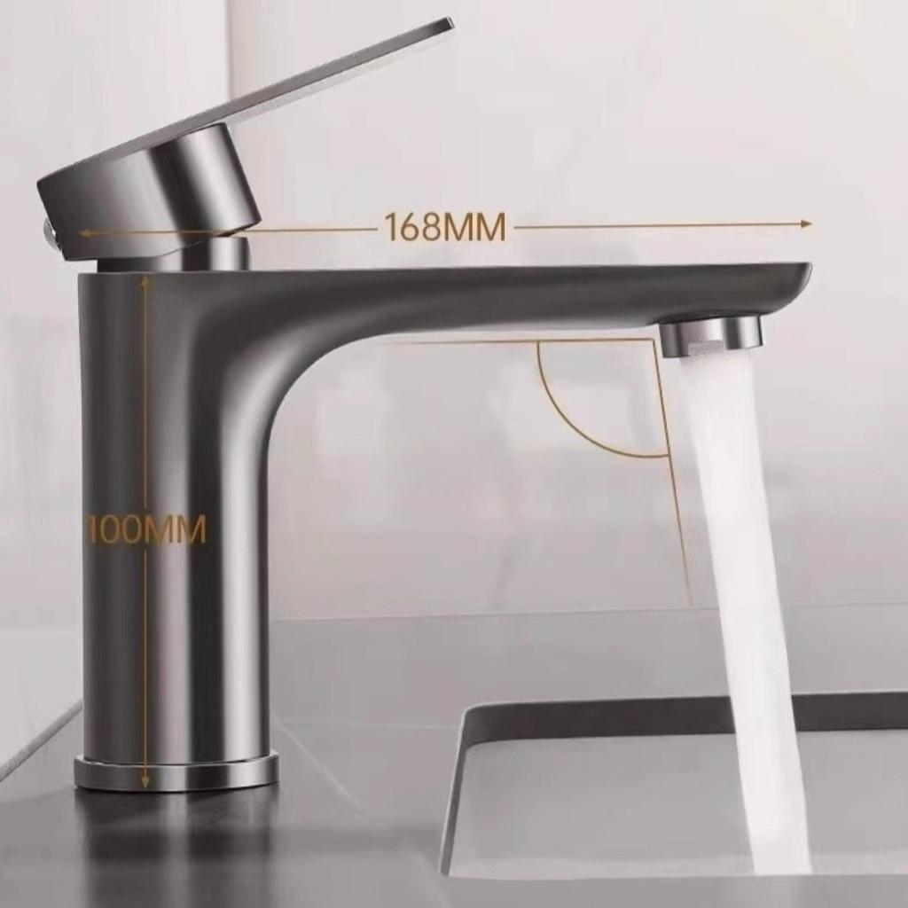 Bathroom Faucets for Sink Lavatory Faucet 304 Stainless Steel Single Hole Single Handle, Gun Gray