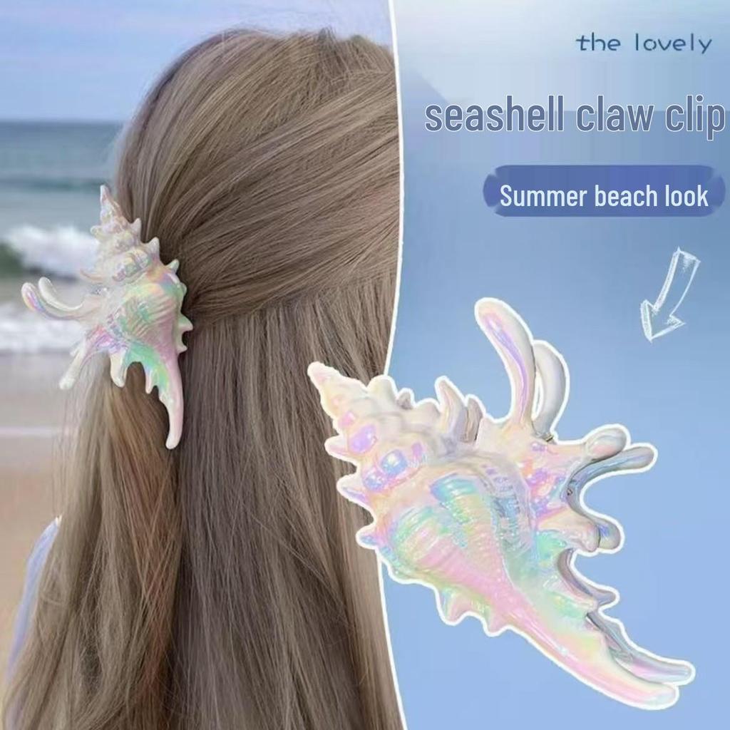 Summer Beach Seashell Claw Hair Clip: Ocean Style Shark Accessory