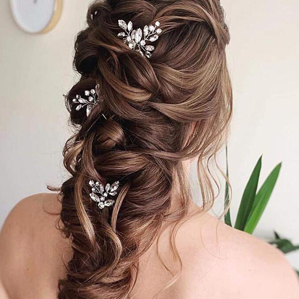 3Pcs Bridal U-shaped Pin Metal Barrette Clip Hairpins Rhinestone Wedding Hairstyle Design Tools Women Wedding Hair Accessories