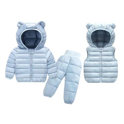 Autumn Winter Kids Clothing Sets Warm Faux Down Children Clothing Sets Baby Girls Snowsuit Coats Boys Overcoat 3 Pcs Sets