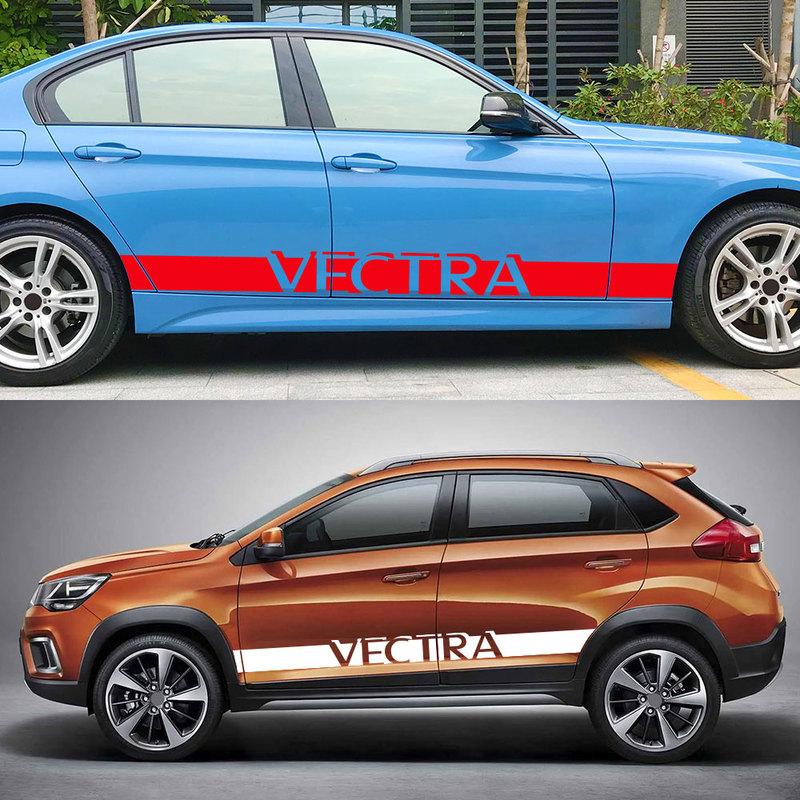 2PCS Car Styling Door Side Skirt Stripes Stickers For Opel Astra Corsa Ignia Mokka OPC Vectra Auto Body Decals Accessories