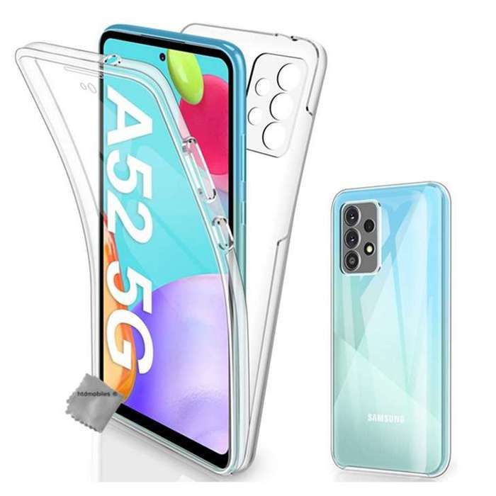 Coque silicone gel fine 360 integrale (avant et arriere) pour Samsung Galaxy A52 5G + film ecran - TRANSPARENT
