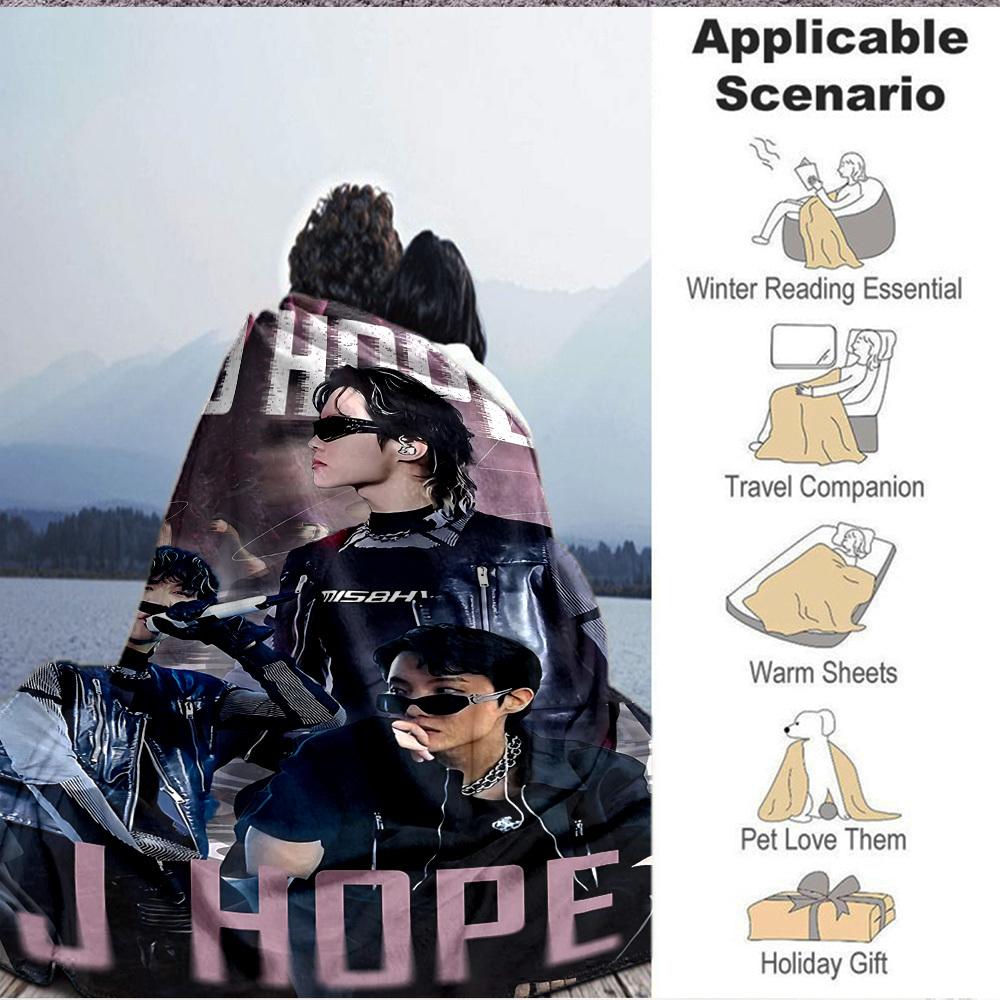 1pc J Hope Flannel Blanket [Cozy Throw Blanket] For Sofa, Bed, Travel, Camping, Livingroom, Office, Couch, Chair, And Bed
