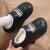 Herrenschuhe Winter Warme Schuhe Plüschfutter Indoor Baumwollpantoffeln Schlichte Plateau Außenküchenschuhe Haus Wasserdichte Pantoffeln
