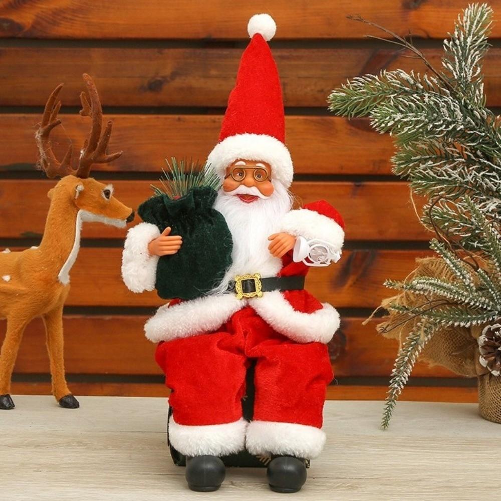 12 Inch Sitting Santa Claus Statue Home Ornaments Christmas Decorations Gift For Friends