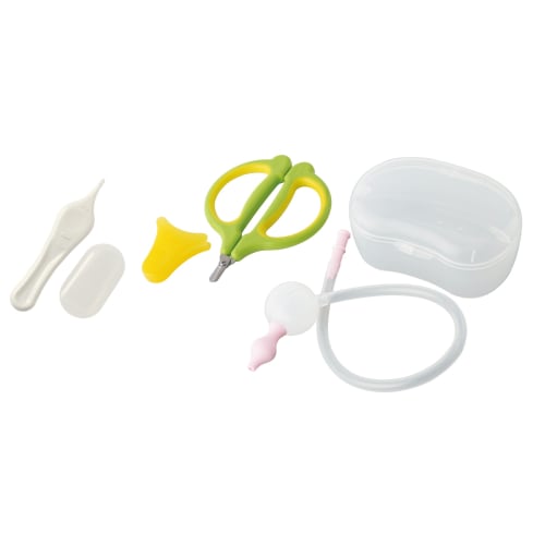 Kai Brand Newborn Gift Set A (Nail scissors, tweezers, nasal aspirator) Care set perfect as a gift